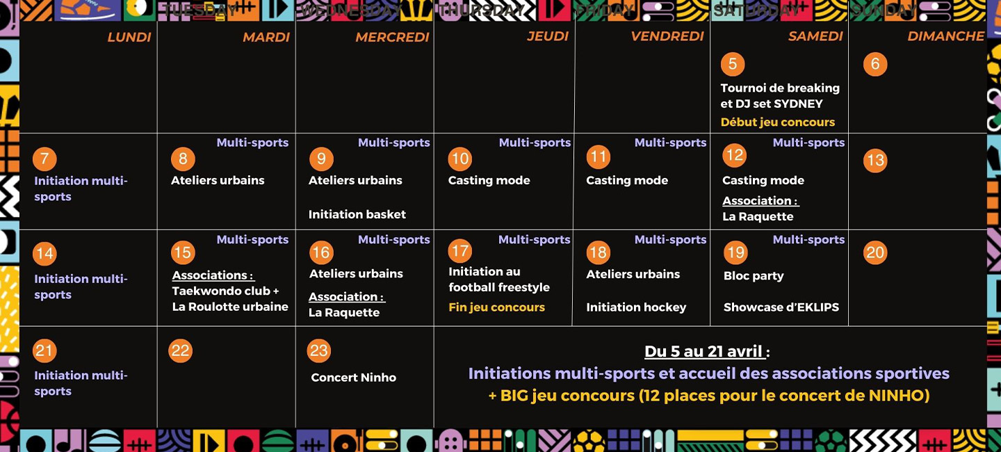 calendrier 2025 du festival des cultures urbaines aushopping v2