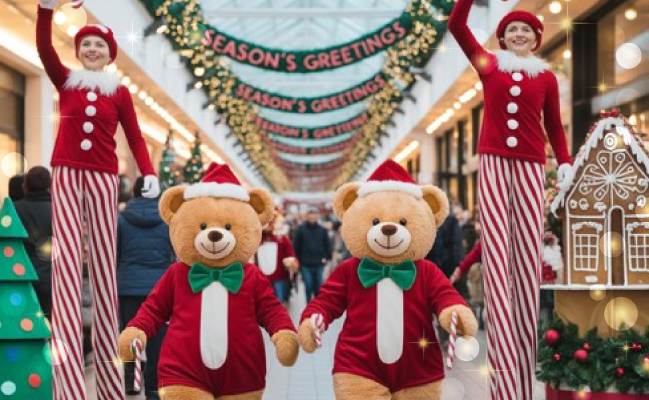 parades artistiques et déambulation dans le centre pour noël à AUSHOPING V2