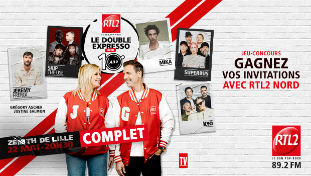 gagnez vos invitations pour les 10 ans du double expresso avec RTL2 NORD et Aushopping V2