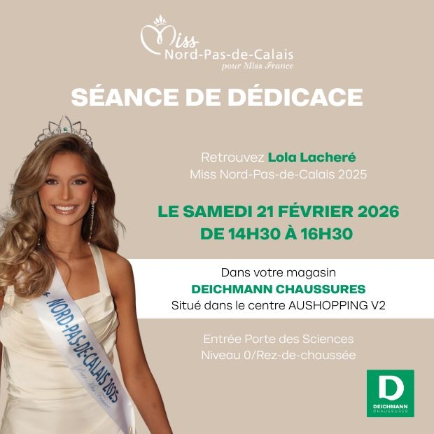Séance de dédicace de Miss Nord Pas de Calais dans votre boutique Deichmann V2